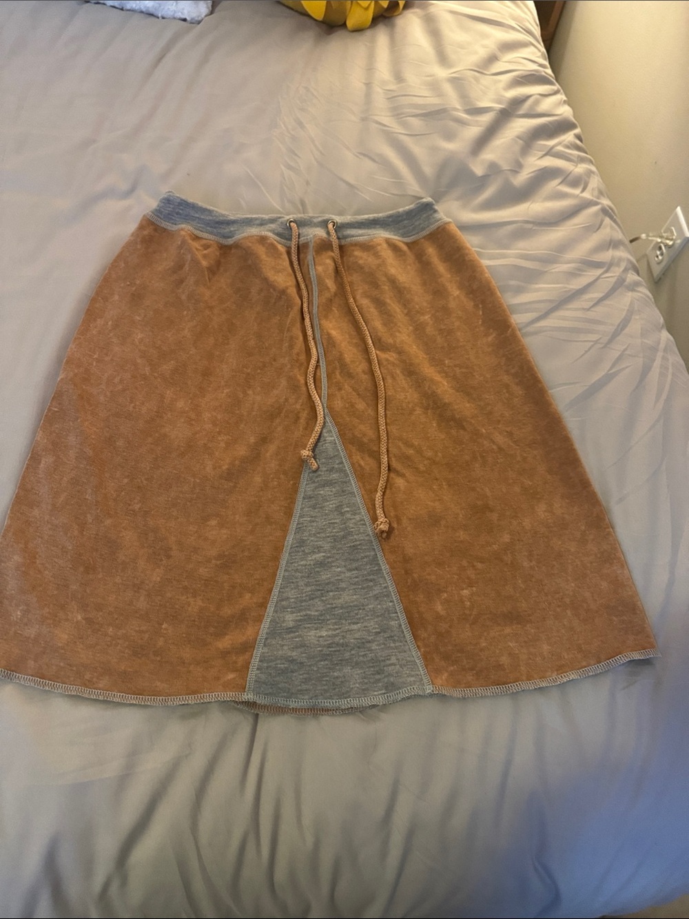 Hard Tail Two-Tone Drawstring Skirt - Rust and Heather Gray